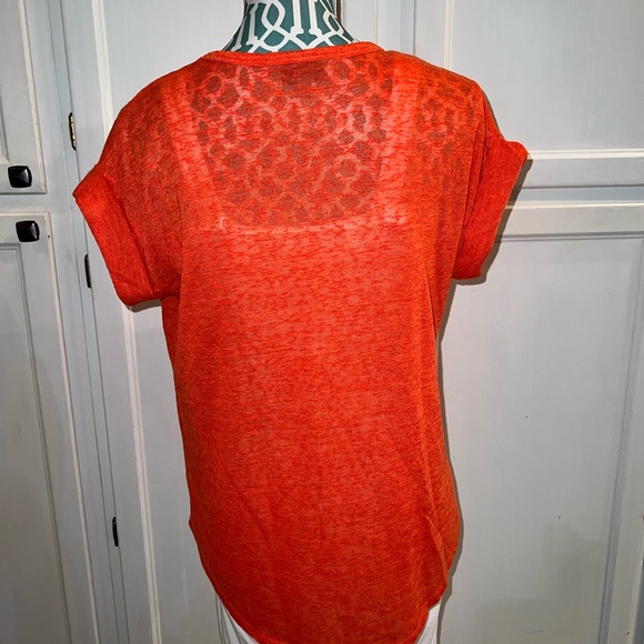 Orange Mossimo scoop neck short sleeve folded sewn hem on sleeves size Large - Picture 4 of 9